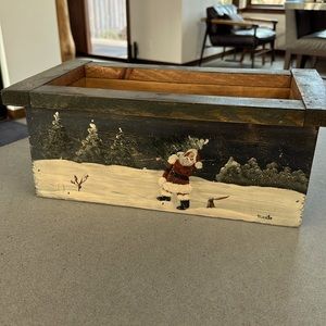 Hand painted wooden Christmas planter